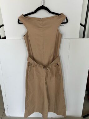 Tibi Tan Sleeveless Jumpsuit with Belted Waist